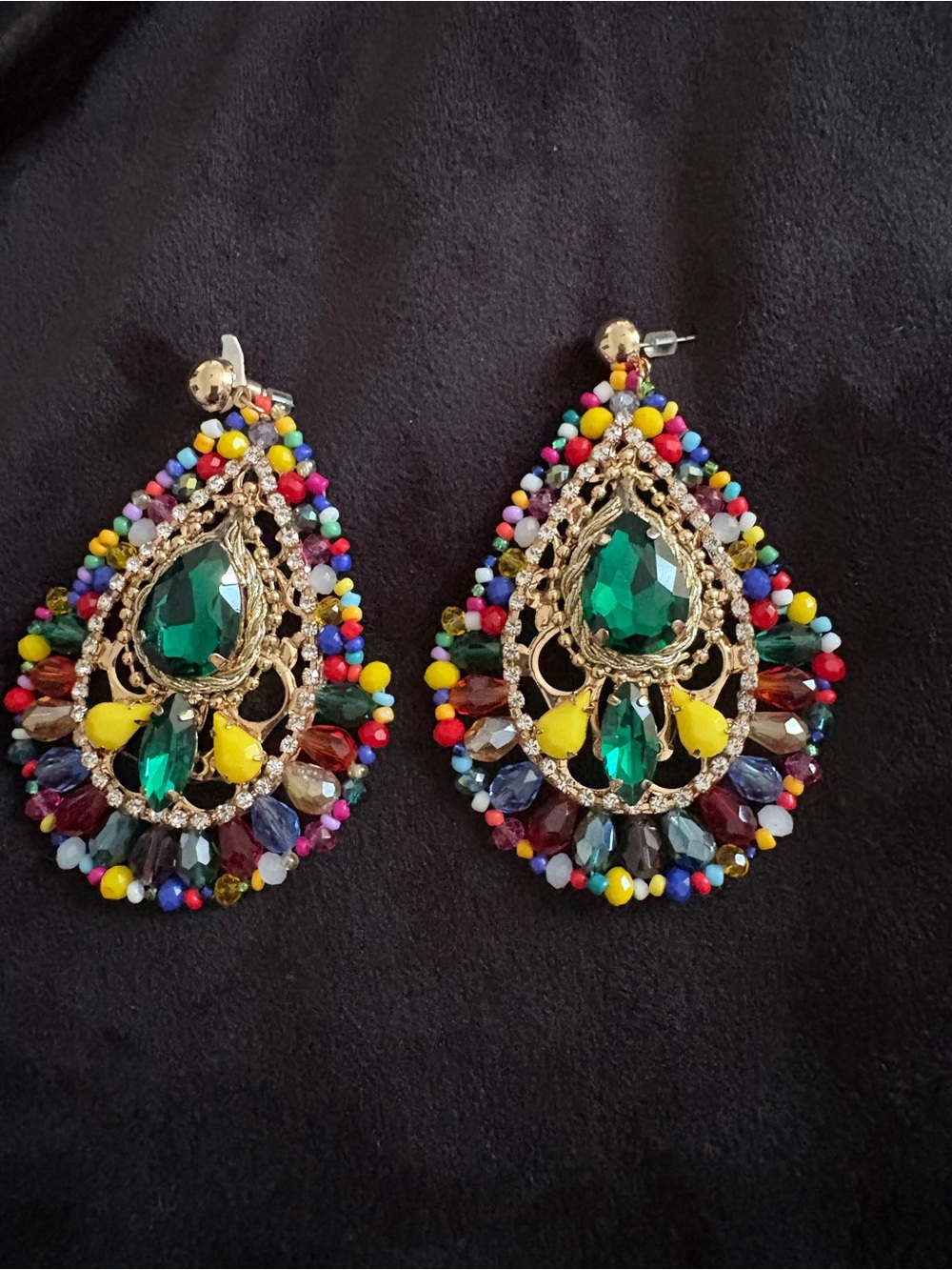 Colorful Emerald Teardrop Beaded Statement Earrings - Women Jewelry by Aldo